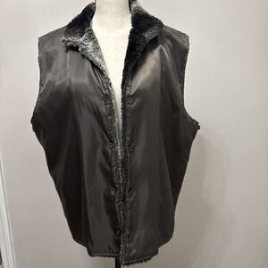 Edinburgh Scotland Fur Trimmed Vest Winter Women's XL Brown